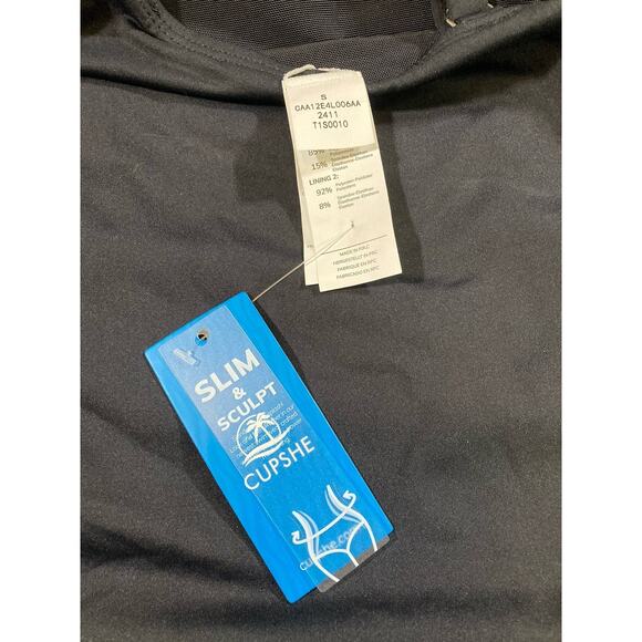 CUPSHE Black Square Neck Slim & Sculpt One-Piece Swimsuit Size Small New - Picture 6 of 11